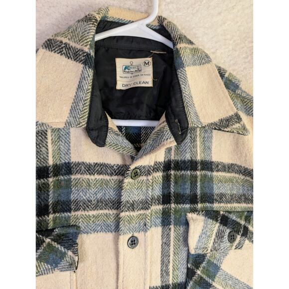 Vintage Kmart Flannel Shacket Mens Medium Buffalo Plaid 80s Western Button READ - Picture 9 of 16